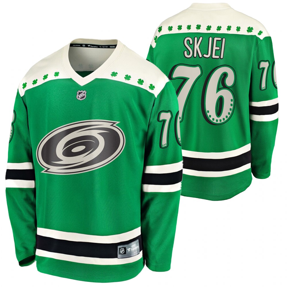 Brady Skjei Hurricanes 2021 St Patricks Day Green #76 Jersey