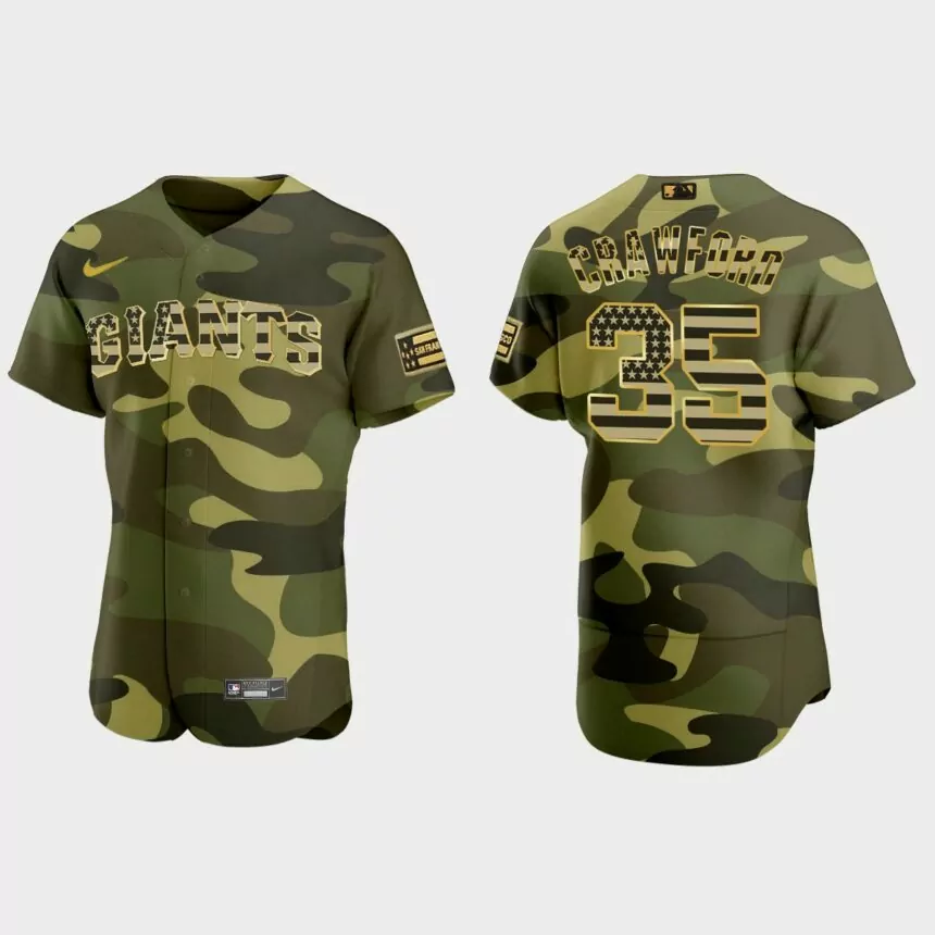 Brandon Crawford San Francisco Giants 2022 Armed Forces Day Jersey – Camo