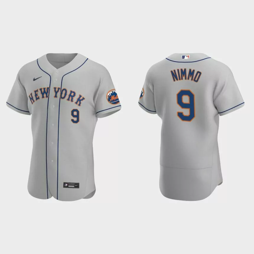 Brandon Nimmo #9 New York Mets 2020 Road Authentic Jersey – Gray