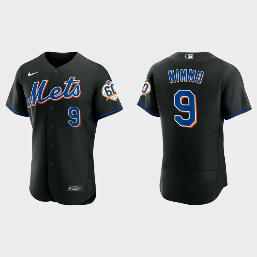 Brandon Nimmo New York Mets 60th Anniversary Alternate Authentic Jersey – Black