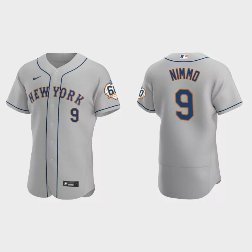 Brandon Nimmo New York Mets 60th Anniversary Road Authentic Jersey – Gray