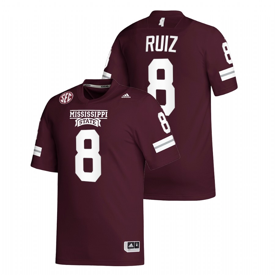 Brandon Ruiz Mississippi State Bulldogs Maroon 2021-22 College Football Replica Jersey