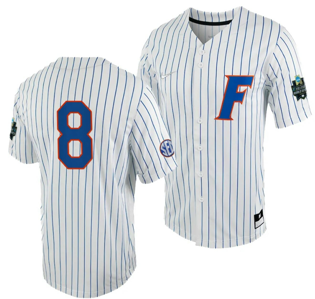 Brandon Sproat Jersey Florida Gators #8 White Royal 2023 College World Series NCAA Baseball