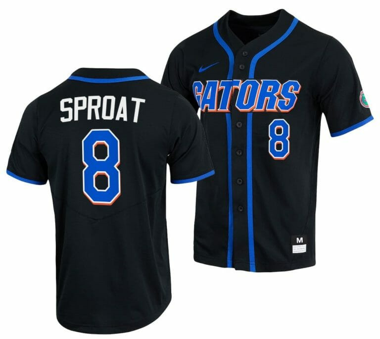 Brandon Sproat Jersey Florida Gators Baseball NCAA College Black Full-Button #8