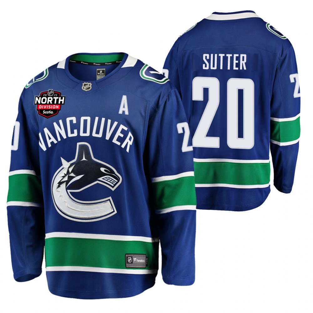 Brandon Sutter Canucks 2021 North Division Patch Jersey Blue Home