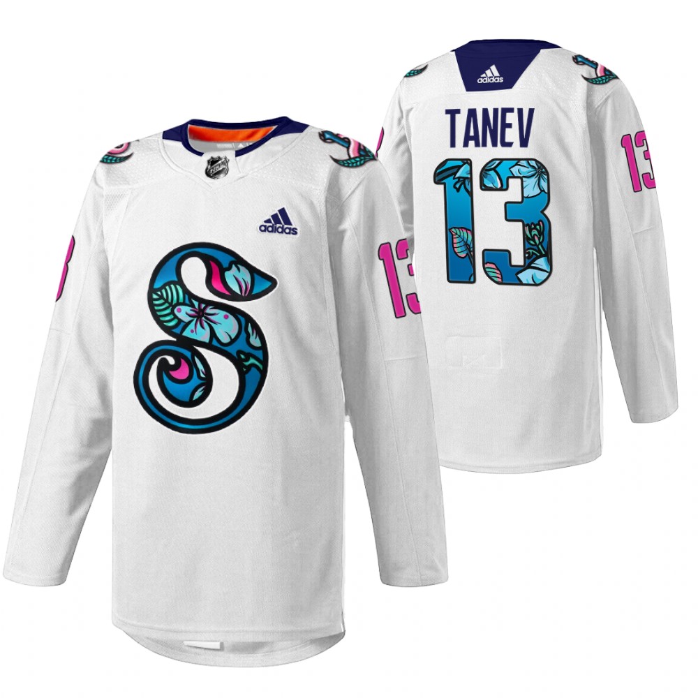 Brandon Tanev Kraken Pride Night Jersey White Warmup