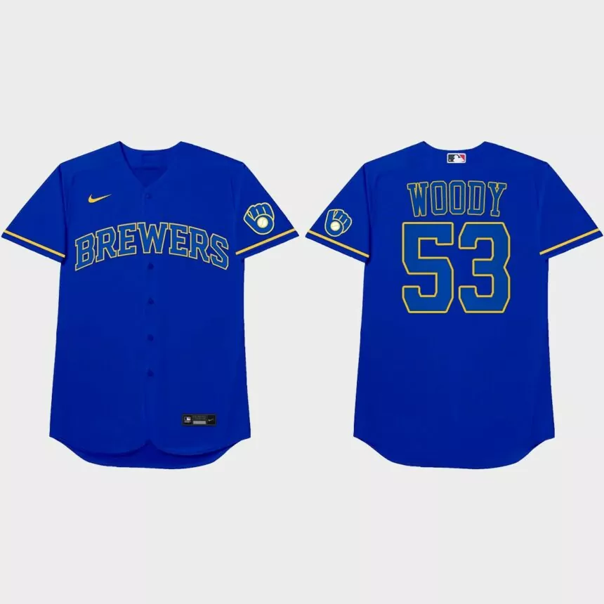Brandon Woodruff Nickname Brewers 2021 Players’ Weekend Woody Jersey – Royal