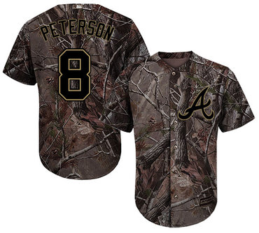 Braves #8 Jace Peterson Camo Realtree Collection Cool Base Stitched Baseball Jersey