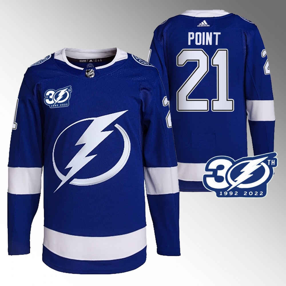 Brayden Point Tampa Bay Lightning Blue 30th Season Authentic Home Jersey