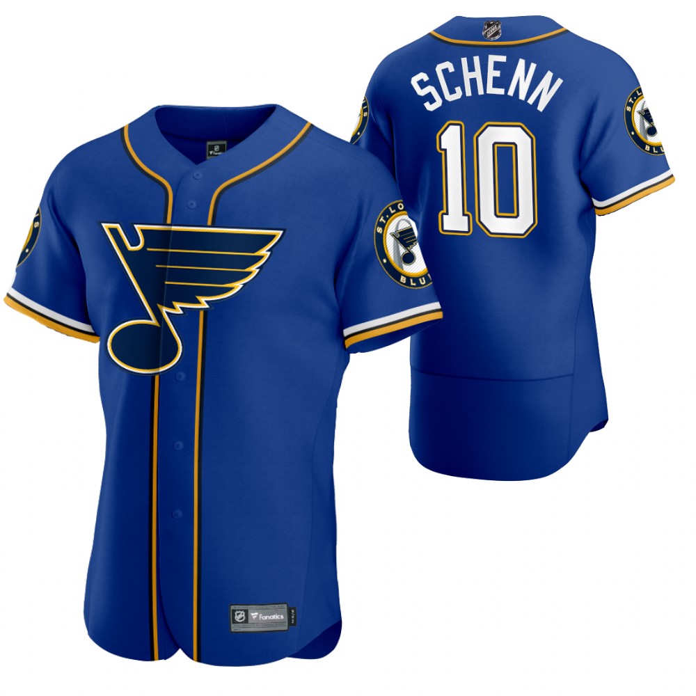Brayden Schenn Blues 2020 NHL X MLB Crossover Baseball Jersey Royal