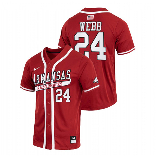 Braydon Webb Arkansas Razorbacks Cardinal College Baseball Throwback Jersey