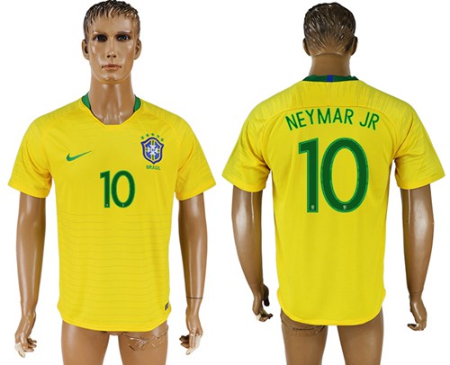 Brazil #10 Neymar Jr Home Soccer Country Jersey
