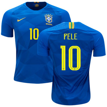 Brazil #10 Pele Away Soccer Country Jersey