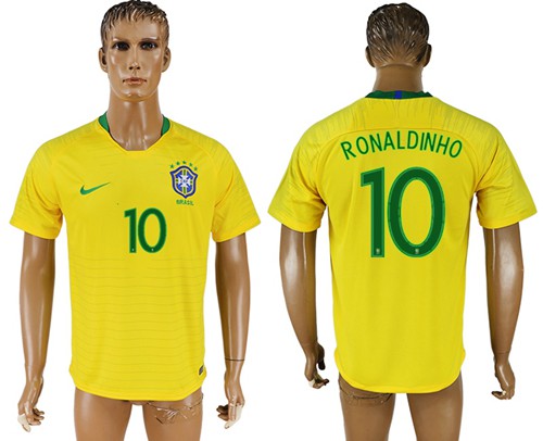 Brazil #10 Ronaldinho Home Soccer Country Jersey