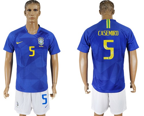 Brazil #5 Casemiro Away Soccer Country Jersey