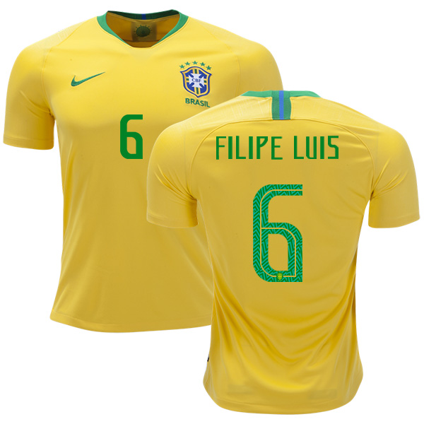 Brazil #6 Filipe Luis Home Kid Soccer Country Jersey$4