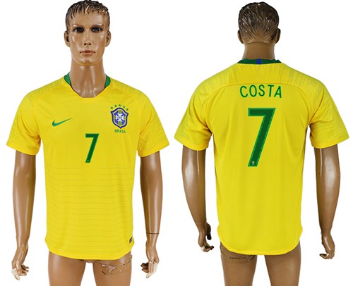 Brazil #7 Costa Home Soccer Country Jersey