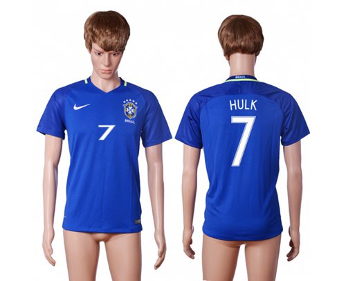 Brazil #7 Hulk Away Soccer Country Jersey