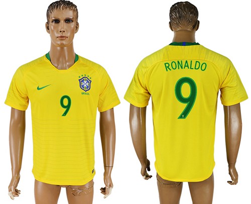 Brazil #9 Ronaldo Home Soccer Country Jersey