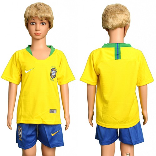 Brazil Blank Home Kid Soccer Country Jersey