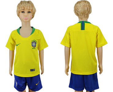 Brazil Home Youth 2018 FIFA World Cup Soccer Jersey
