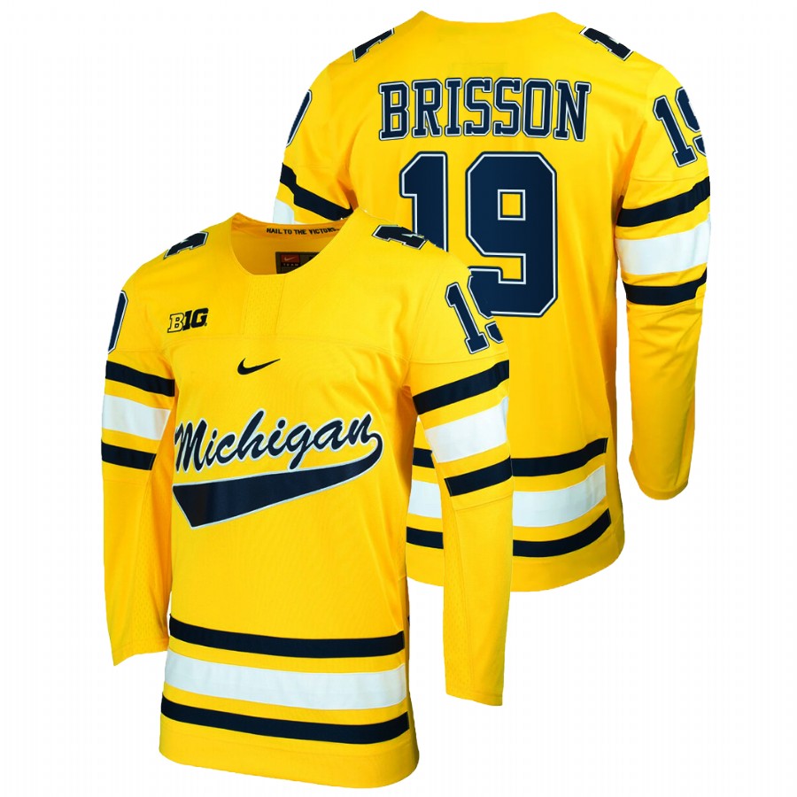 Brendan Brisson College Hockey Michigan Wolverines Maize Jersey