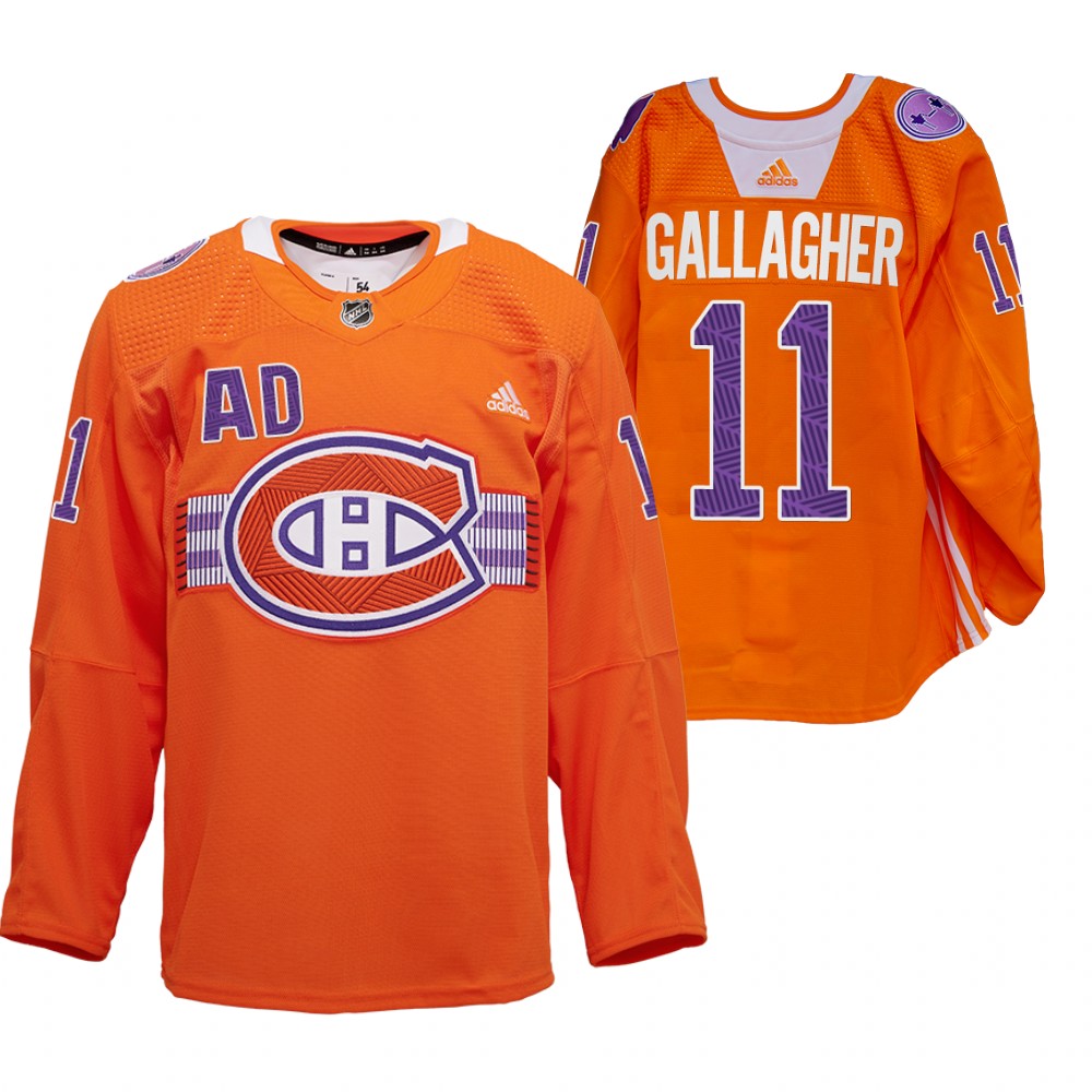 Brendan Gallagher Les Canadiens Indigenous Celebration Night Jersey Orange Warmup