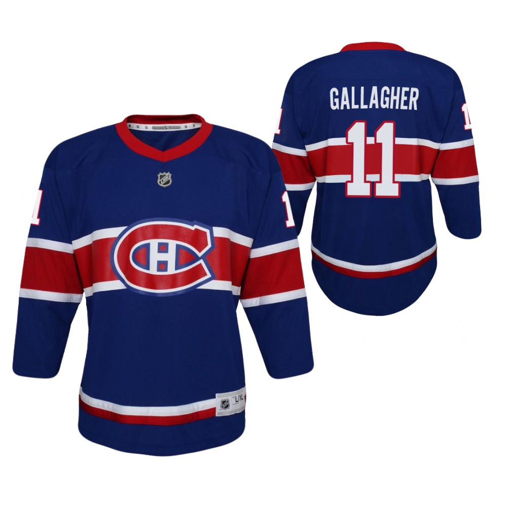 Brendan Gallagher Montreal Canadiens 2021 Reverse Retro Royal Youth Jersey Special Edition