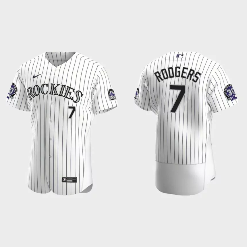 Brendan Rodgers Colorado Rockies 30th Anniversary Authentic Jersey – White Purple