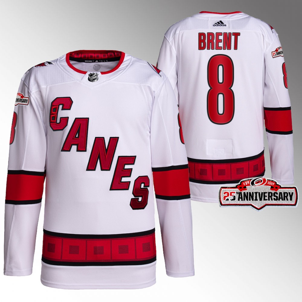 Brent Burns 2022-23 Carolina Hurricanes White Authentic Away 25th Anniversary Jersey