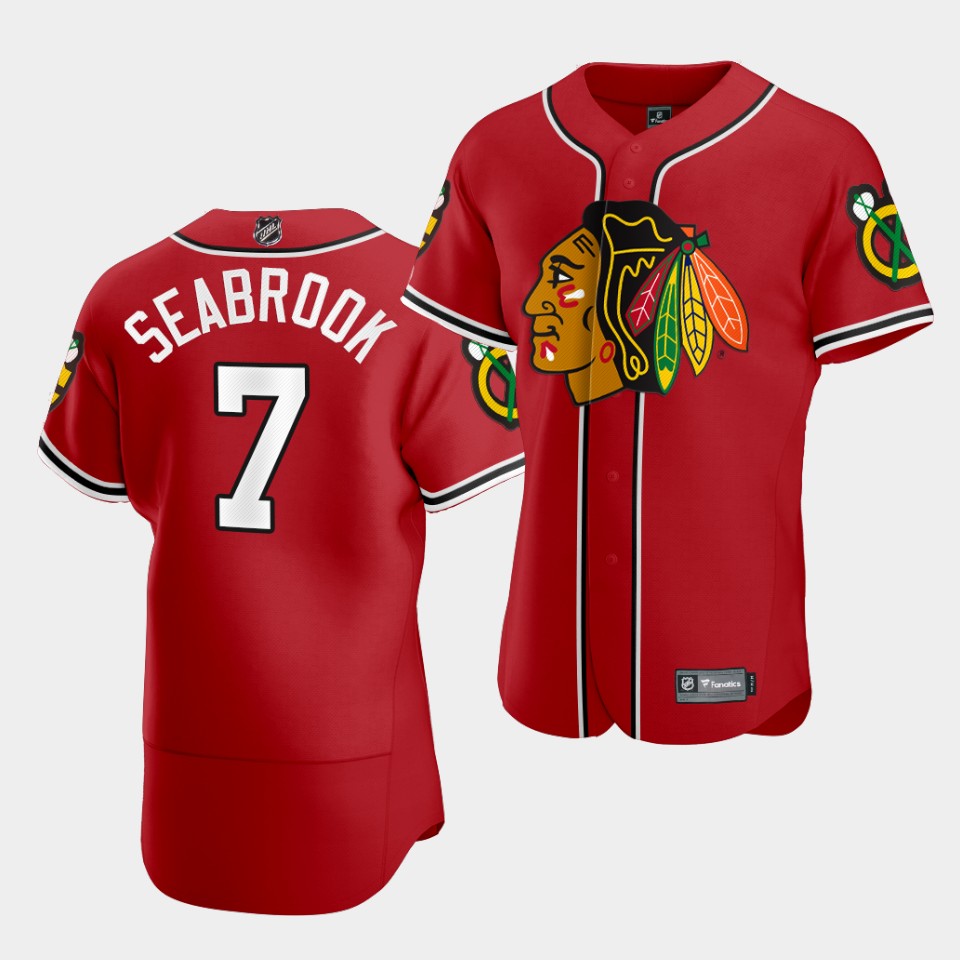 Brent Seabrook Chicago Blackhawks 2020 NHL X MLB Crossover Edition Red Baseball Stitched Jersey