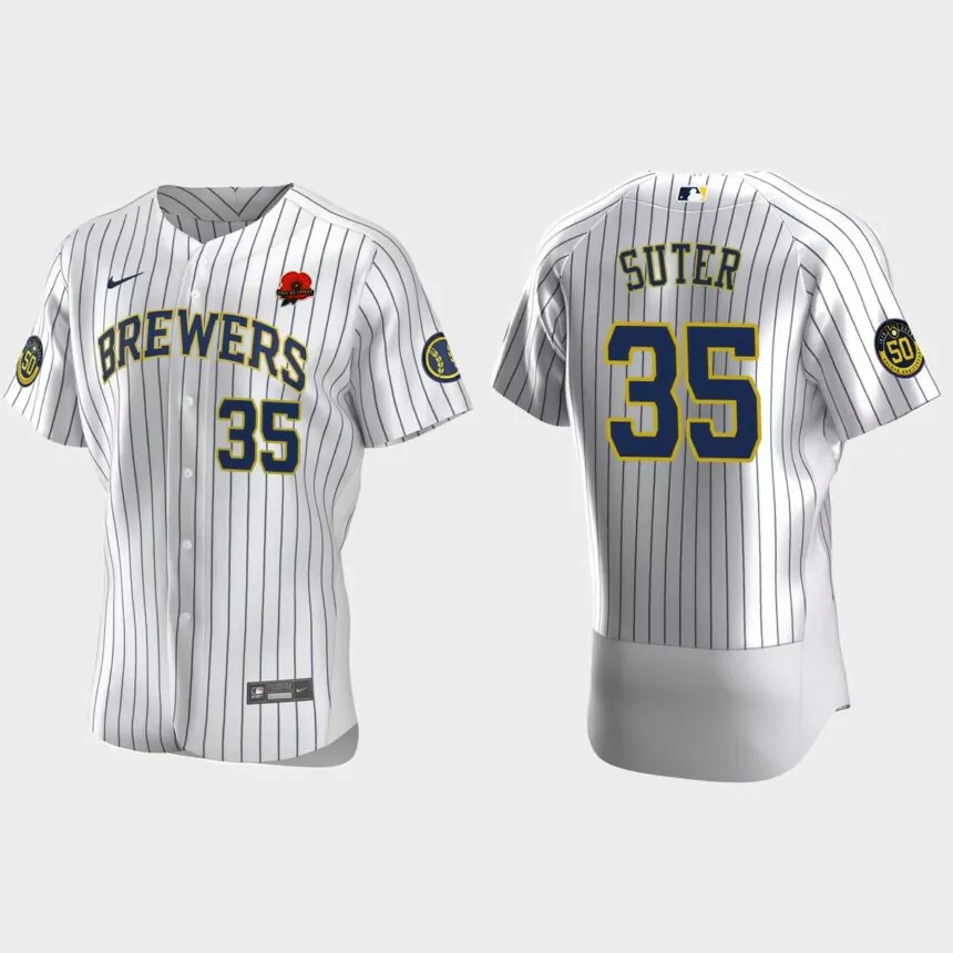 Brent Suter Milwaukee Brewers 2021 Memorial Day Authentic Jersey – White