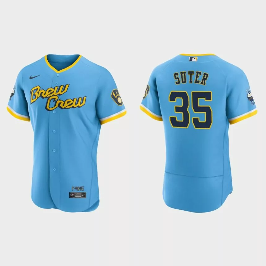 Brent Suter Milwaukee Brewers 2022 City Connect Authentic Jersey – Powder Blue