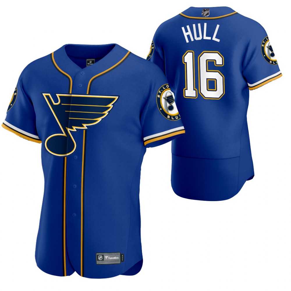 Brett Hull Blues 2020 NHL X MLB Crossover Baseball Jersey Royal
