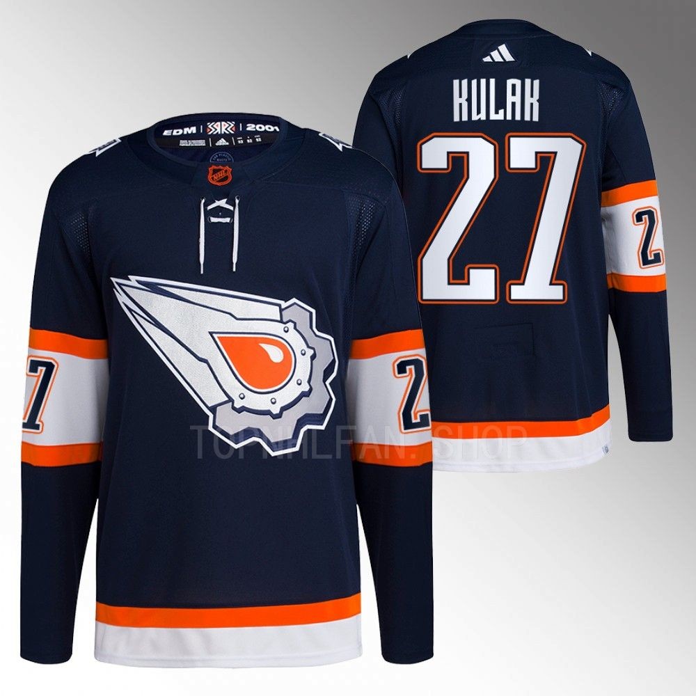 Brett Kulak 2022 Edmonton Oilers Navy Reverse Retro 2.0 Authentic Primegreen Jersey