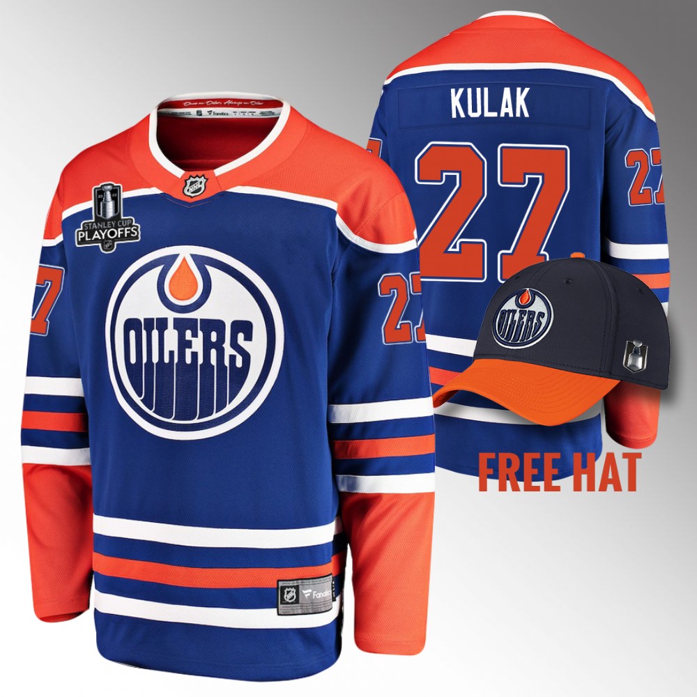 Brett Kulak Jersey Edmonton Oilers 2022 Pacific Conference Champions Royal Alternate