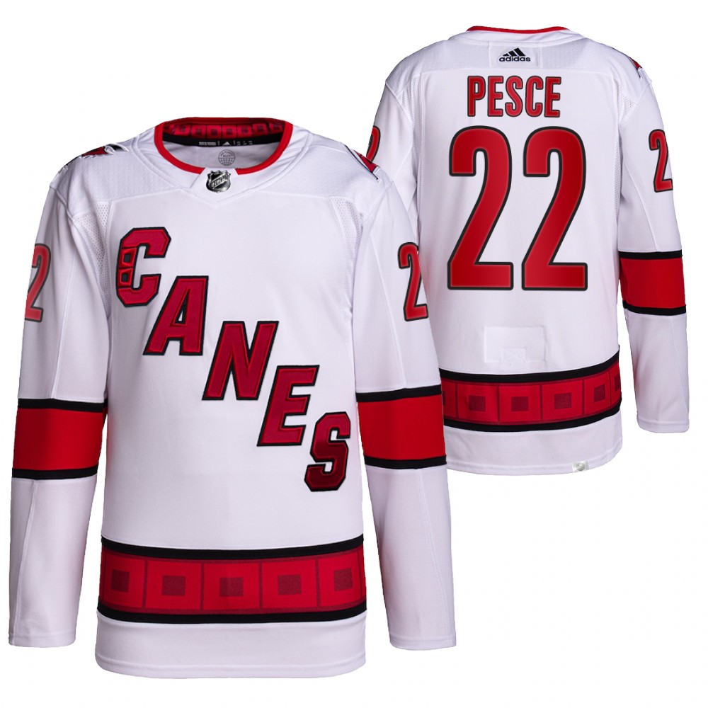 Brett Pesce 2021-22 Carolina Hurricanes White Authentic Pro Away Jersey