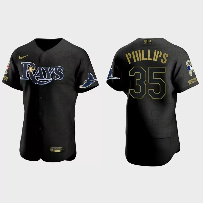 Brett Phillips Tampa Bay Rays 2021 Salute to Service Jersey – All Black