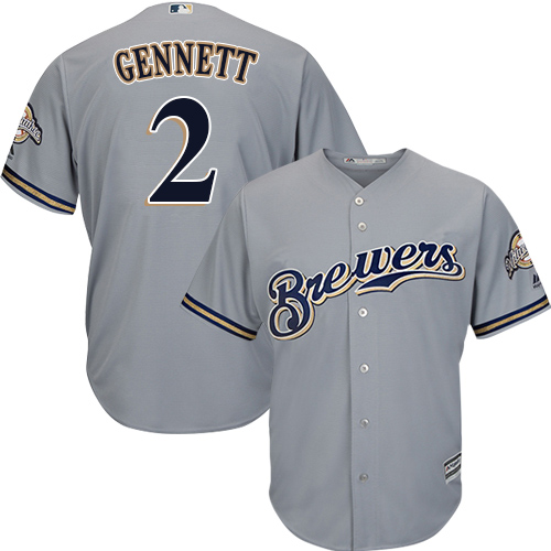 Brewers #2 Scooter Gennett Grey Cool Base Stitched Youth MLB Jersey