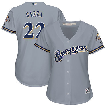 Brewers #22 Matt Garza Grey Road Women's Stitched MLB Jersey