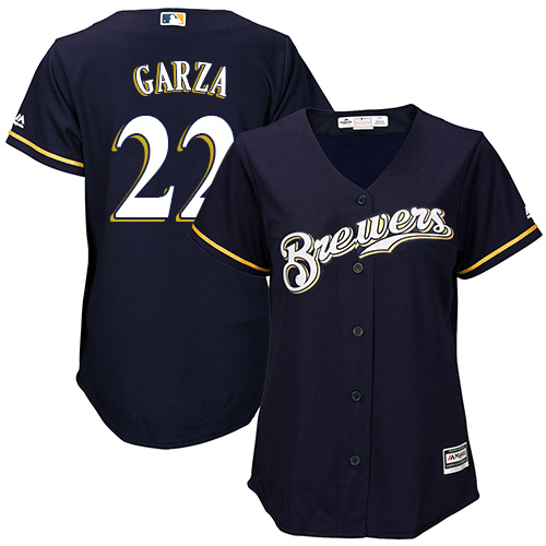 Brewers #22 Matt Garza Navy Blue Alternate Women's Stitched MLB Jersey