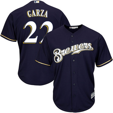 Brewers #22 Matt Garza Navy blue Cool Base Stitched Youth MLB Jersey