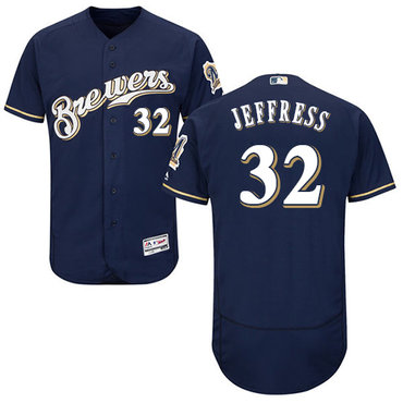 Brewers #32 Jeremy Jeffress Navy Blue Flexbase Authentic Collection Stitched Baseball Jersey