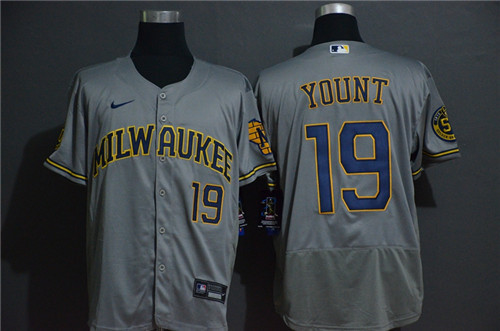 Brewers 19 Robin Yount Gray 2020 Nike Flexbase Jersey