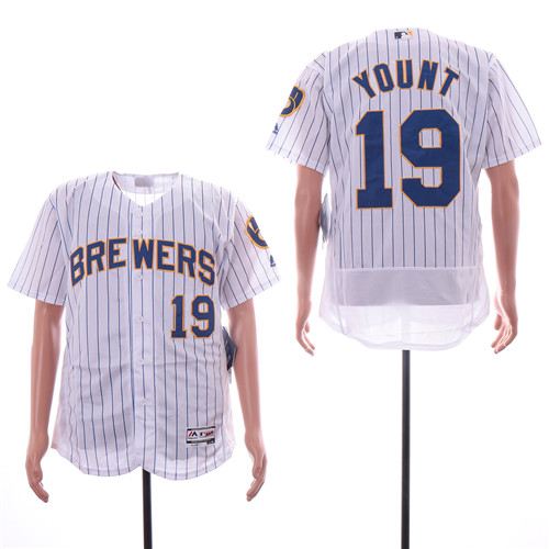 Brewers 19 Robin Yount White Flexbase Jersey