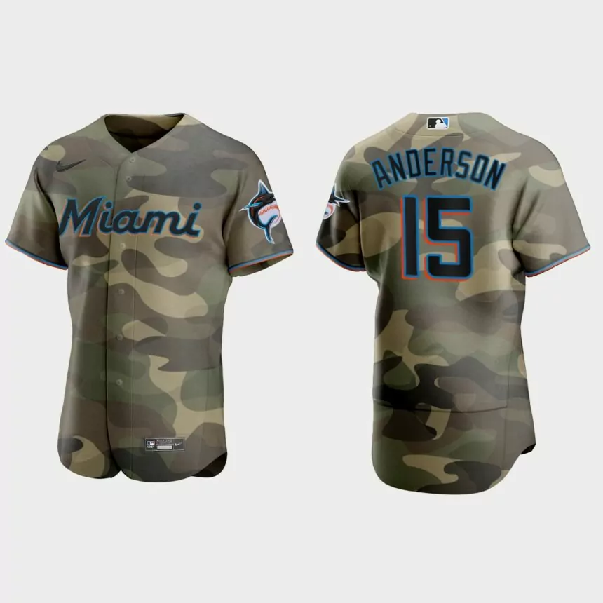 Brian Anderson Miami Marlins 2021 National Armed Forces Day Authentic Jersey – Camo