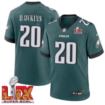 Brian Dawkins No 20 Men Super Bowl LIX Philadelphia Eagles Home Game 2025 Jersey- Replica