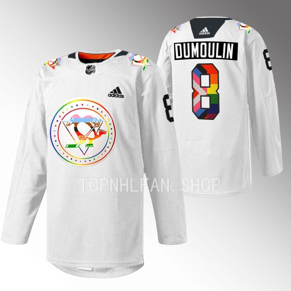 Brian Dumoulin Penguins Pride warmup Jersey White Rainbow
