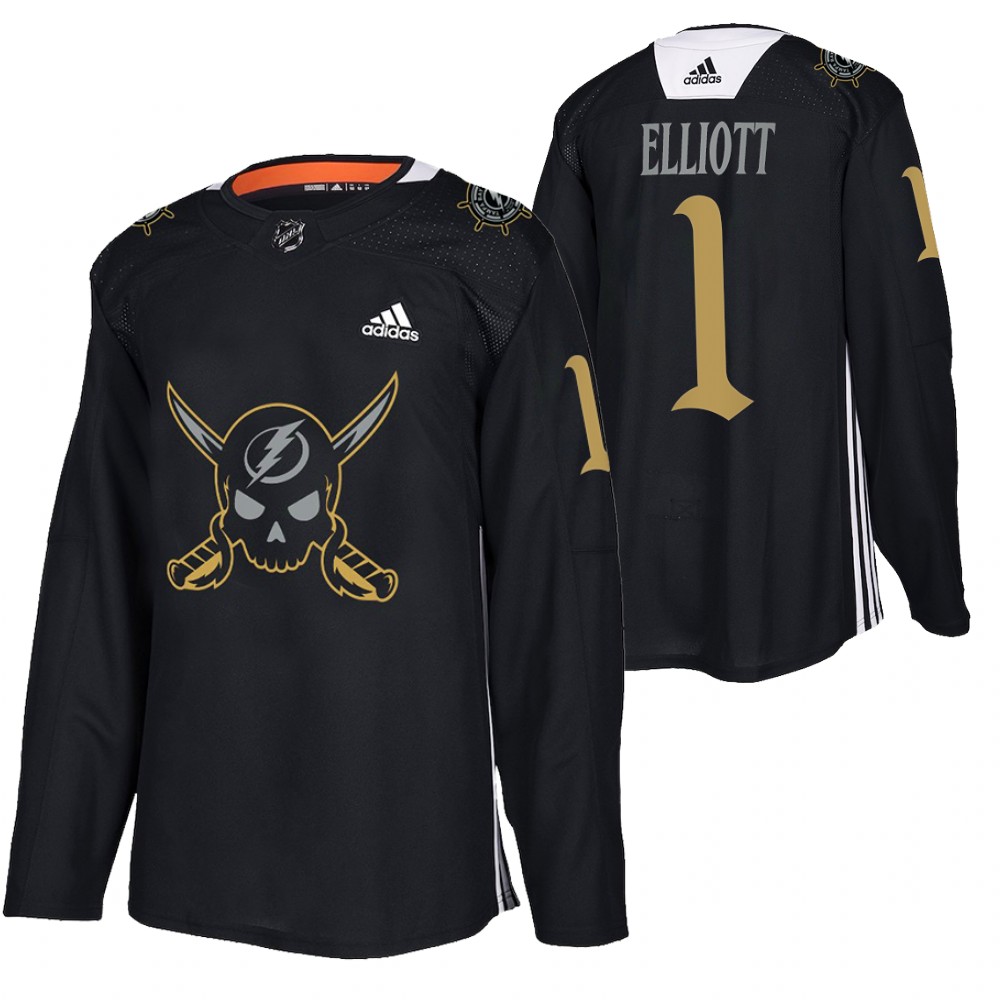Brian Elliott Lightning Gasparilla inspired Jersey Black Pirate-themed Warmup