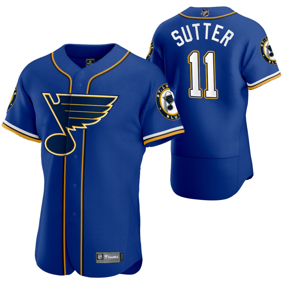 Brian Sutter Blues 2020 NHL X MLB Crossover Baseball Jersey Royal